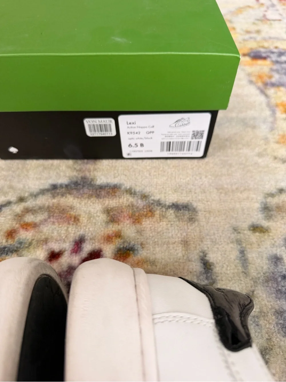 kate spade White Leather Slip-On Sneakers with Black & Gray Bow Trim